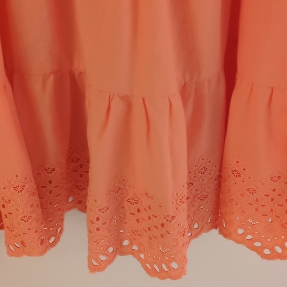 NY&C tiered peach dress eyelet sleeves and hem - Picture 7 of 12